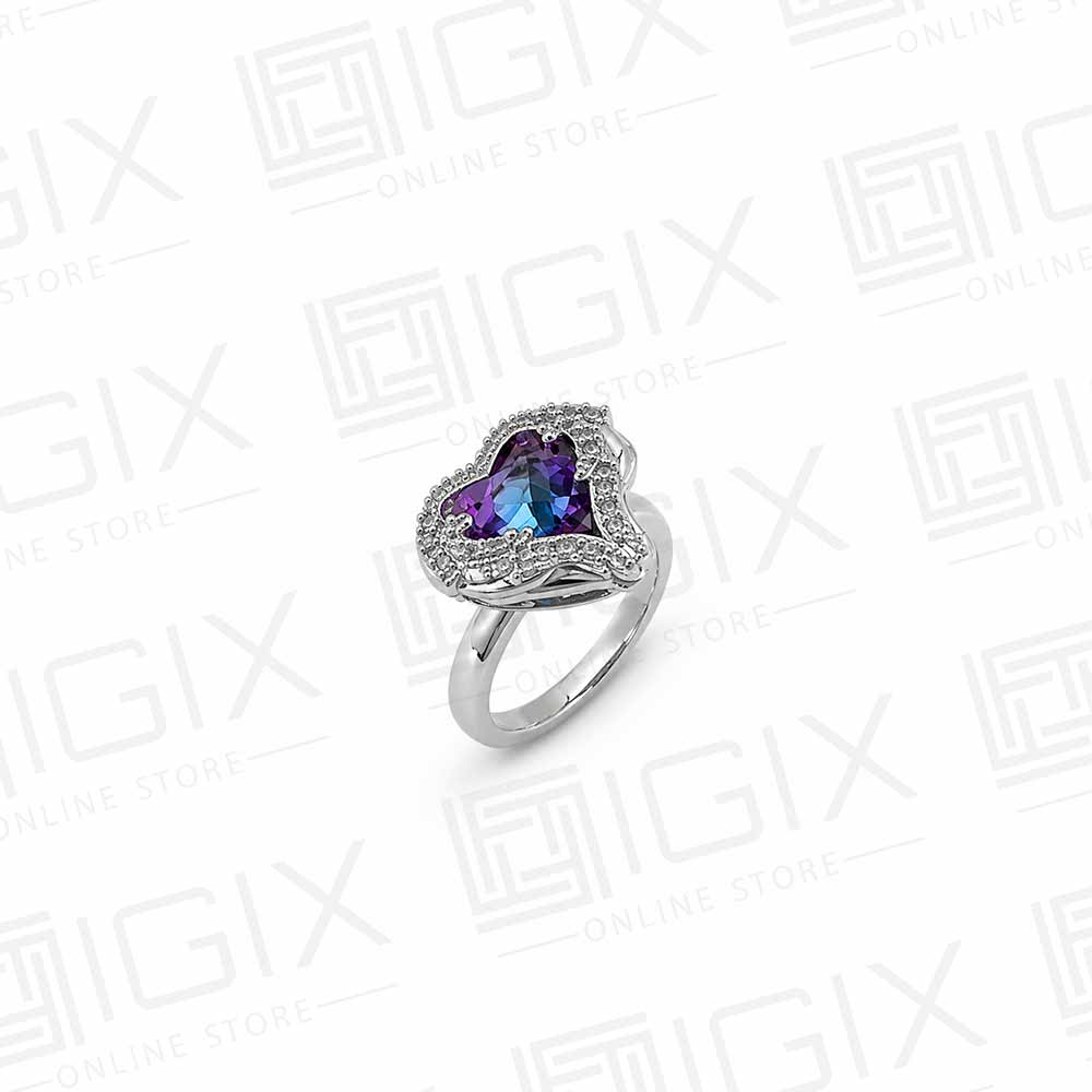 RING 2-1-1-1 انگشتر استیل مدل قلب بنفش