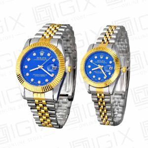 ساعت ست رولکس DateJust کوارتز دو رنگ صفحه آبی
