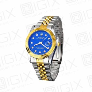 ساعت مردانه رولکس 41mm DateJust کوارتز دو رنگ صفحه آبی
