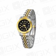 ساعت زنانه رولکس DateJust کوارتز دو رنگ صفحه مشکی
