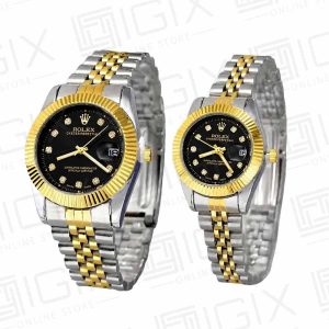 ساعت ست رولکس DateJust کوارتز دو رنگ صفحه مشکی