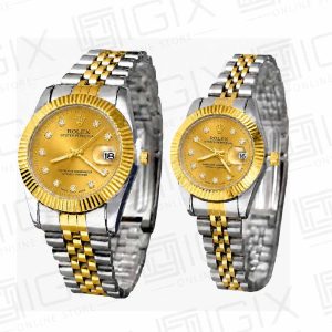 ساعت ست رولکس DateJust کوارتز دو رنگ صفحه طلایی