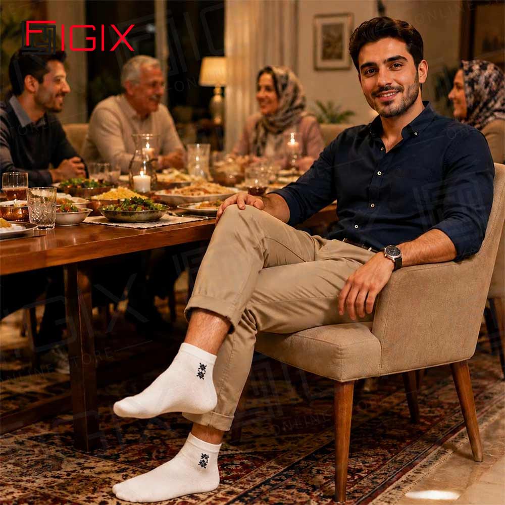 جوراب نیم ساق مردانه هارمونی مدل چند لوزی بسته 4 عددی