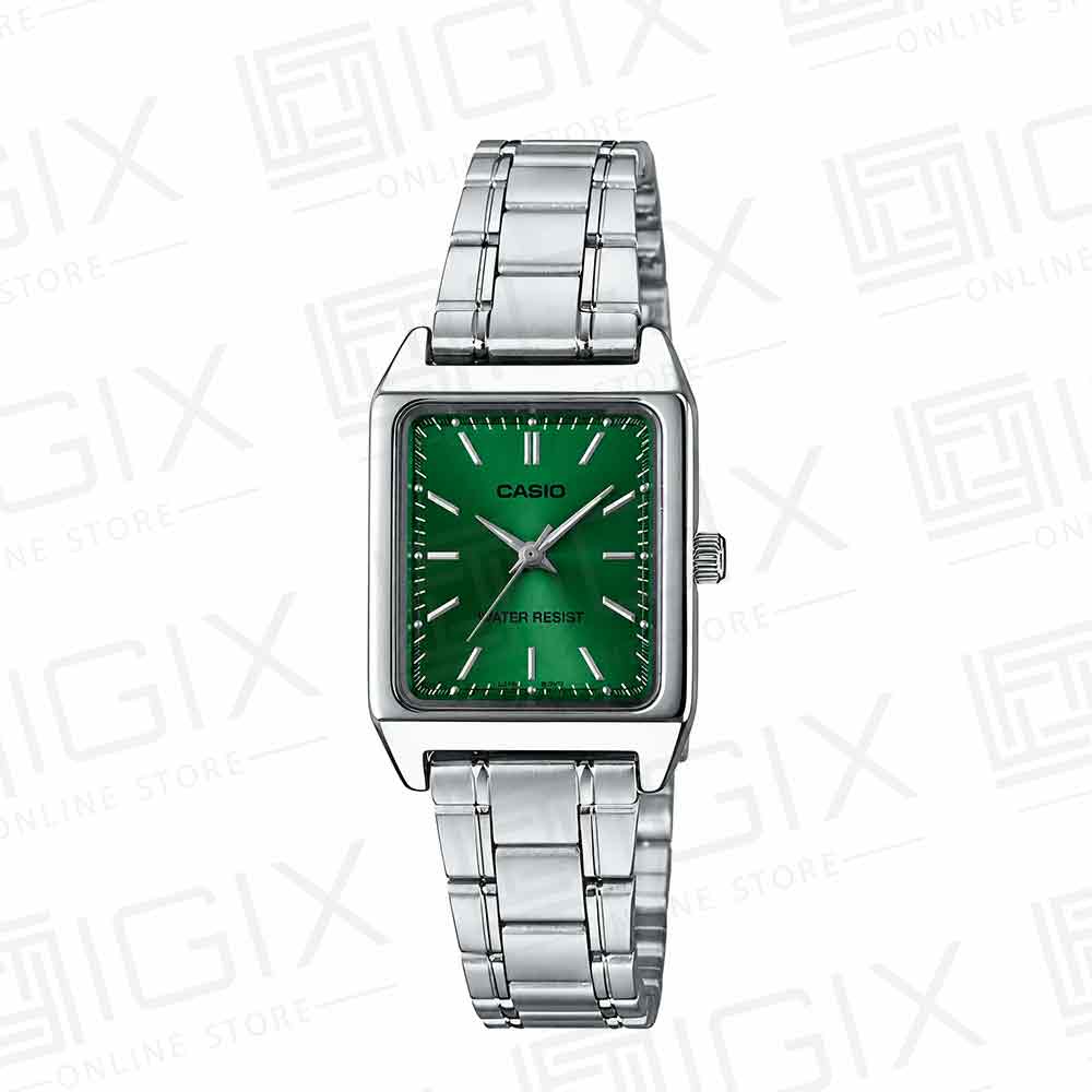 ساعت مچی عقربه ای زنانه کاسیو مدل Casio LTP-V007D-7E نقره ای صفحه سبز