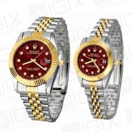 ساعت ست رولکس DateJust کوارتز دو رنگ صفحه قرمز