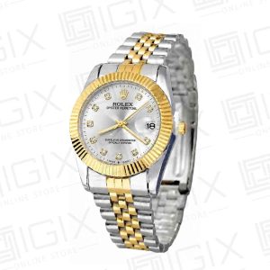 ساعت مردانه رولکس 36mm DateJust کوارتز دو رنگ صفحه نقره ای