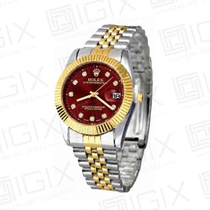 ساعت مردانه رولکس 36mm DateJust کوارتز دو رنگ صفحه قرمز