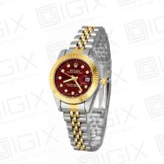 ساعت زنانه رولکس DateJust کوارتز دو رنگ صفحه قرمز