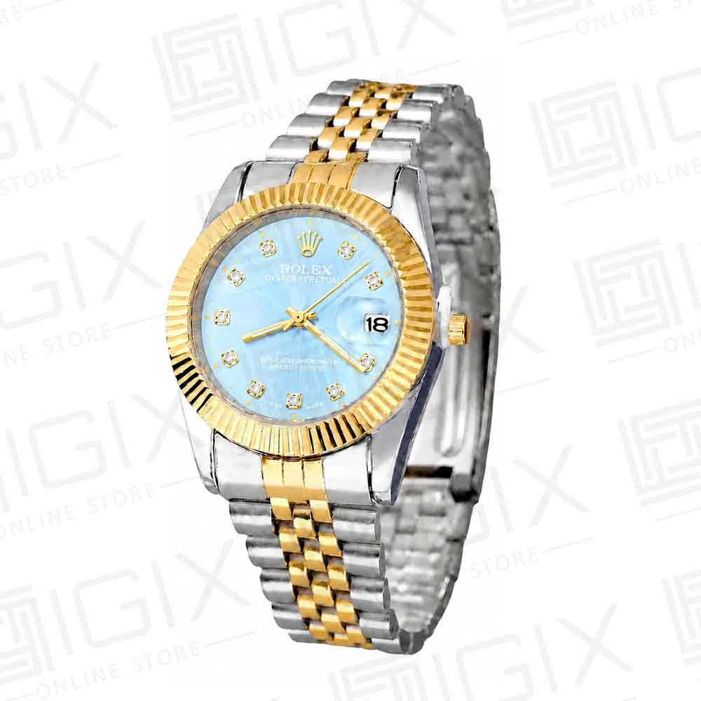 ساعت مردانه رولکس 36mm DateJust کوارتز دو رنگ صفحه آبی