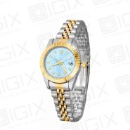 ساعت زنانه رولکس DateJust کوارتز دو رنگ صفحه آبی