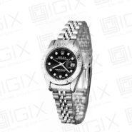 ساعت زنانه رولکس DateJust کوارتز نقره ای صفحه مشکی