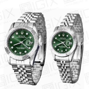 ساعت ست رولکس DateJust کوارتز نقره ای صفحه سبز