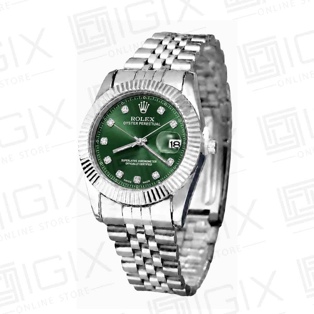 ساعت مردانه رولکس 36mm DateJust کوارتز نقره ای صفحه سبز