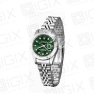 ساعت زنانه رولکس DateJust کوارتز نقره ای صفحه سبز