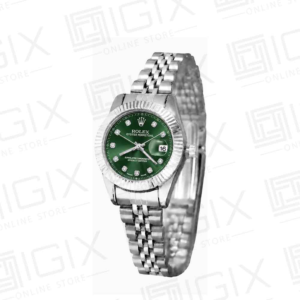 ساعت زنانه رولکس DateJust کوارتز نقره ای صفحه سبز