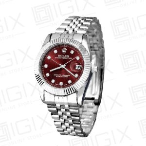 ساعت مردانه رولکس 36mm DateJust کوارتز نقره ای صفحه قرمز