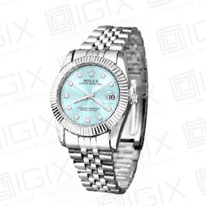 ساعت مردانه رولکس 36mm DateJust کوارتز نقره ای صفحه آبی