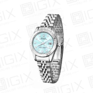 ساعت زنانه رولکس DateJust کوارتز نقره ای صفحه آبی